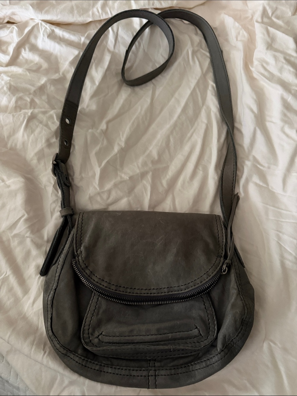 Lucky Brand Gray Leather Crossbody Bag